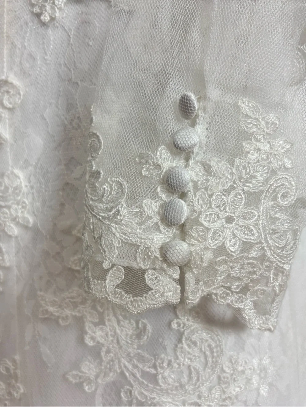 Alfred Angelo White Lace Backless Long Sleeve Bridal Wedding Gown 16 - Picture 8 of 15